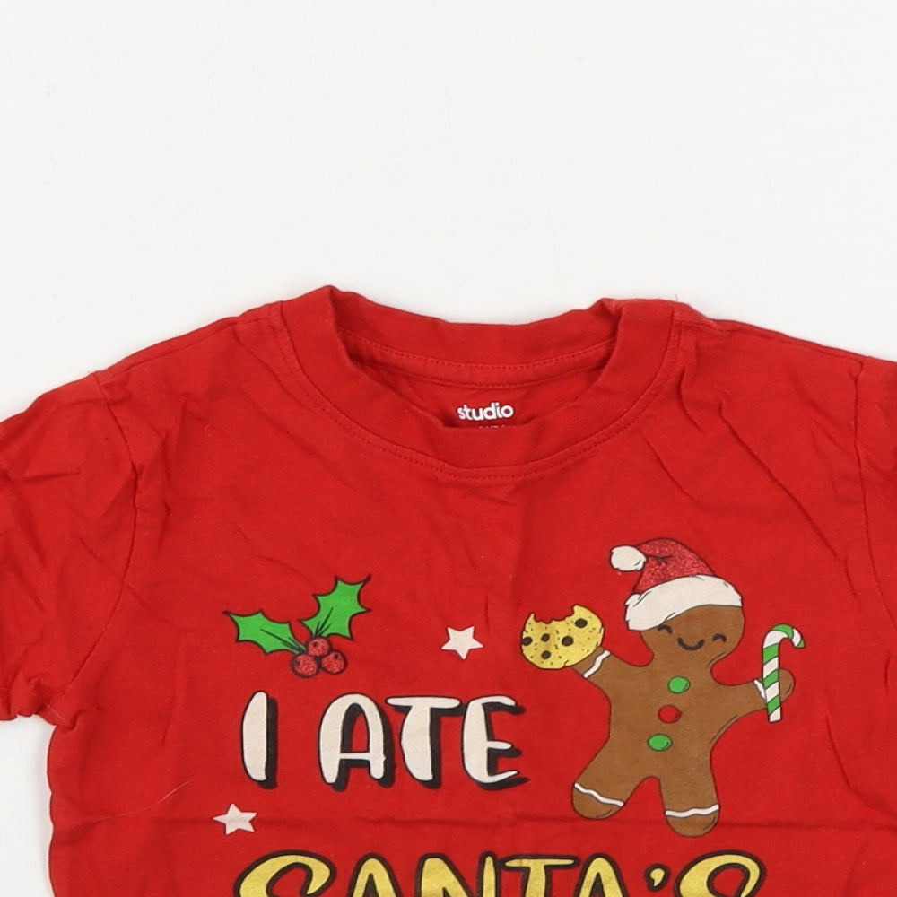 Studio Boys Red   Basic T-Shirt Size 2-3 Years  - Christmas T Shirt