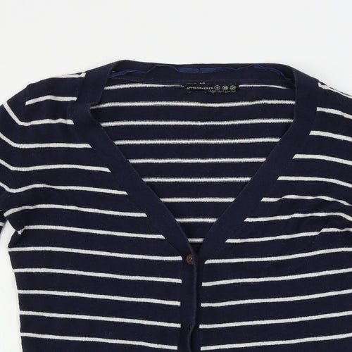 Atmosphere  Womens Blue Striped  Cardigan Jumper Size 8