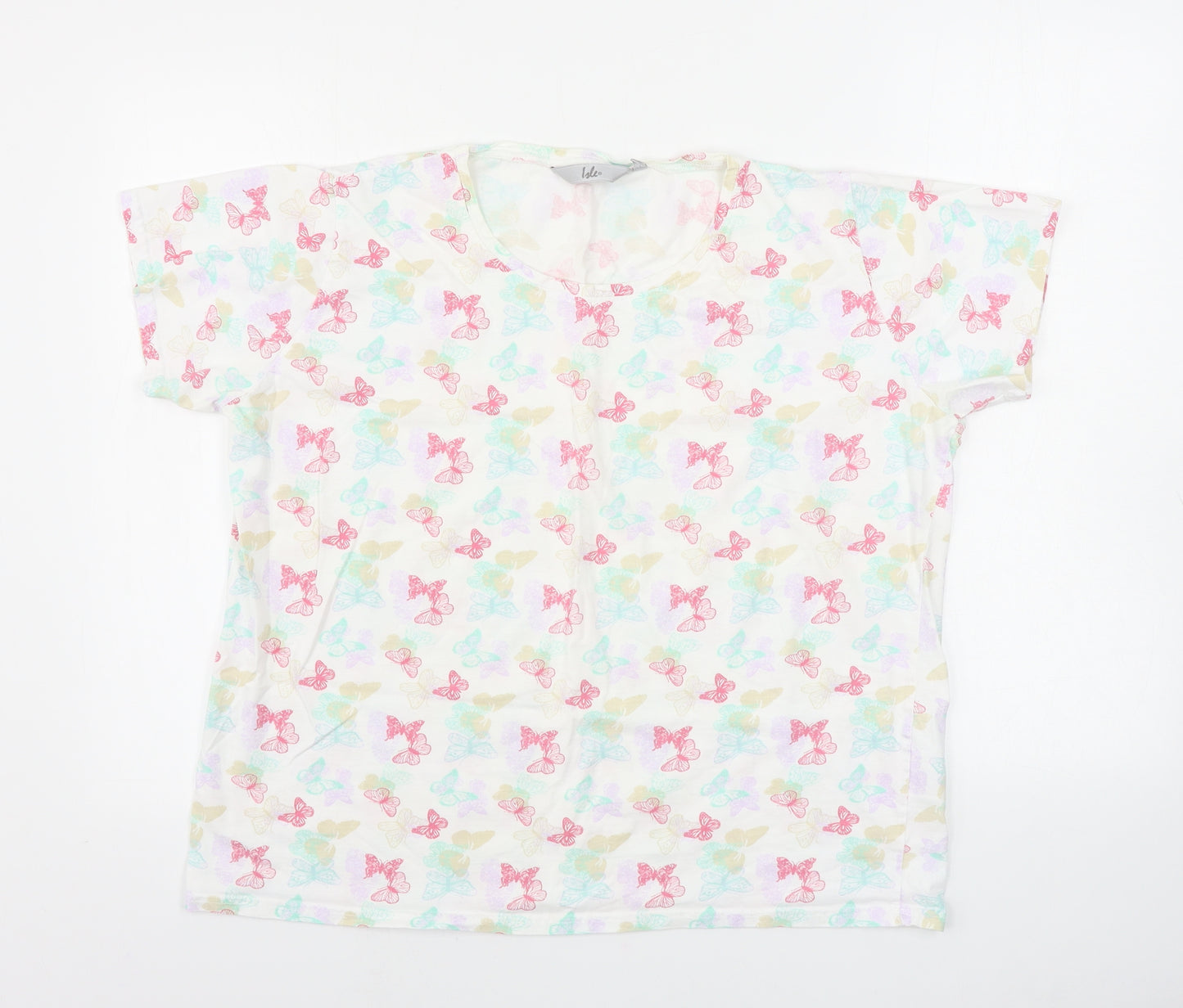 hle  Womens White   Basic T-Shirt Size L  - butterfly pattern