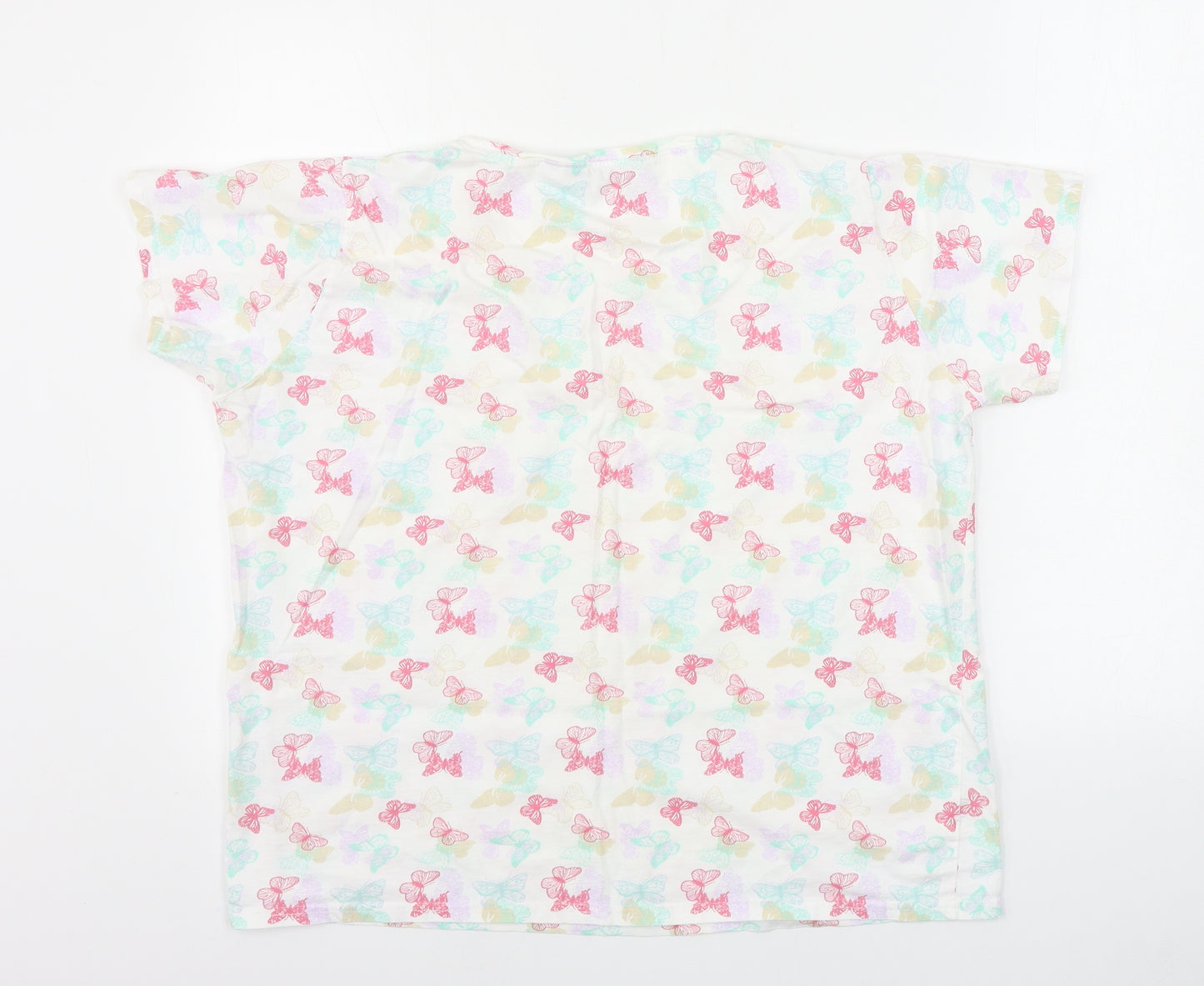 hle  Womens White   Basic T-Shirt Size L  - butterfly pattern