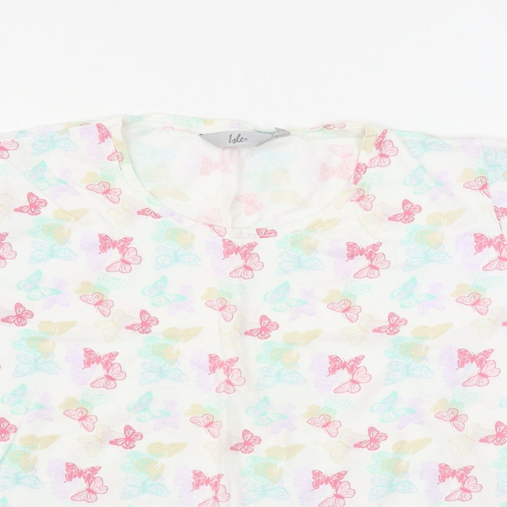 hle  Womens White   Basic T-Shirt Size L  - butterfly pattern