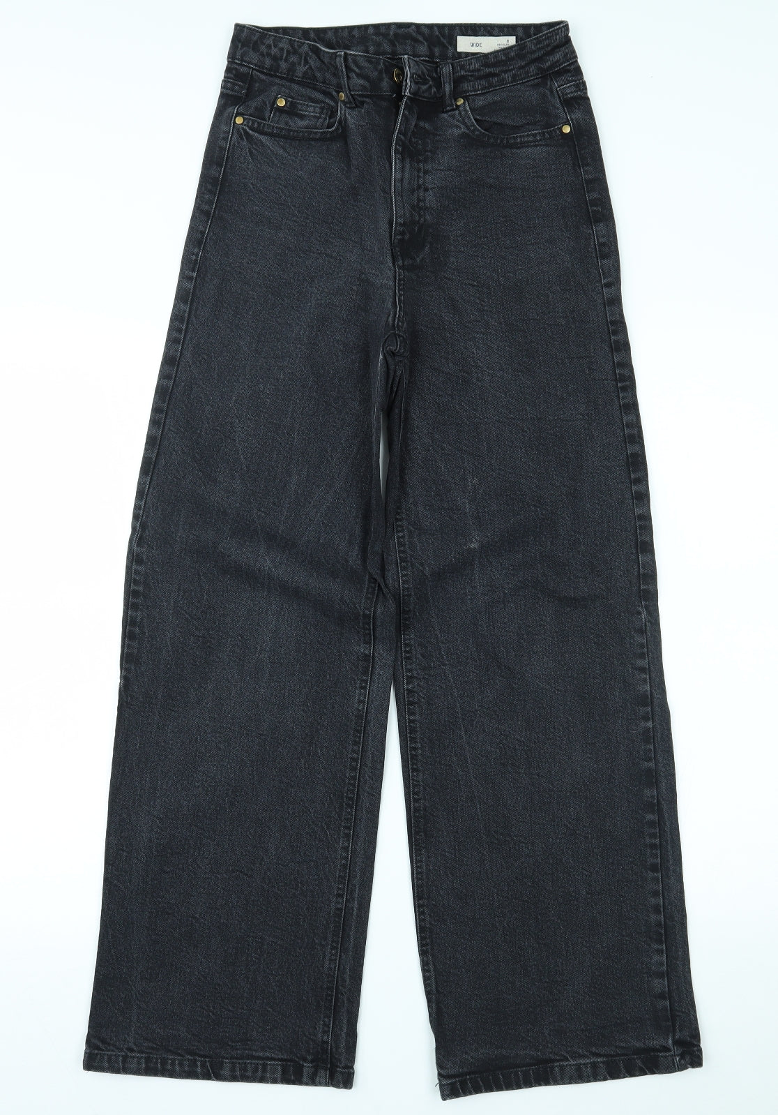 Marks and Spencer Womens Black  Denim Wide-Leg Jeans Size 8 L28 in