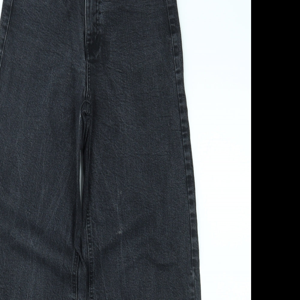 Marks and Spencer Womens Black  Denim Wide-Leg Jeans Size 8 L28 in