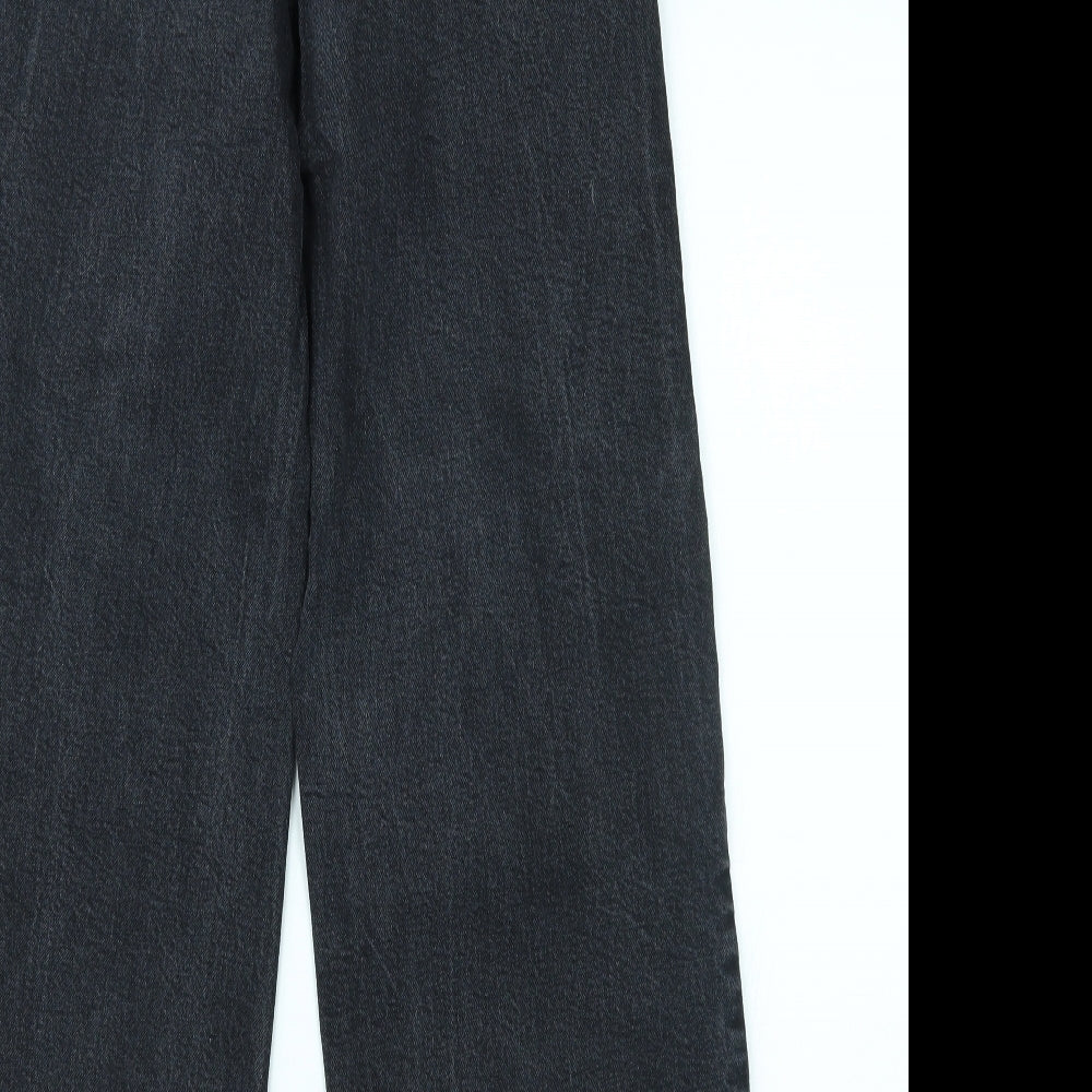 Marks and Spencer Womens Black  Denim Wide-Leg Jeans Size 8 L28 in