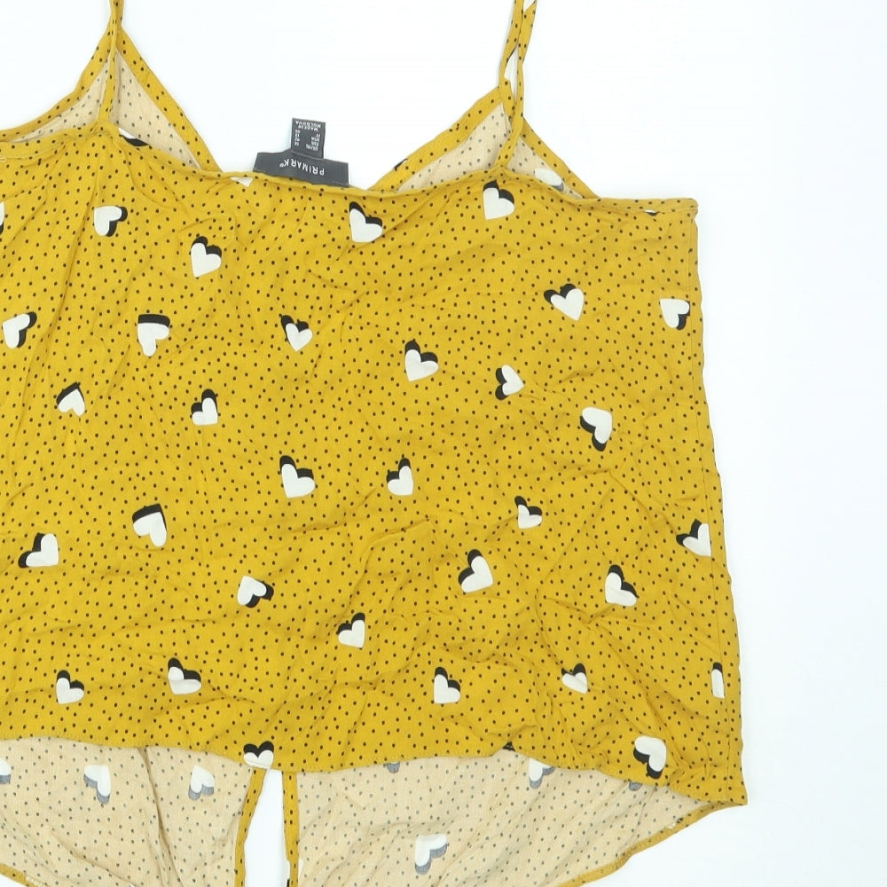 Primark Womens Yellow Polka Dot  Camisole Tank Size 14