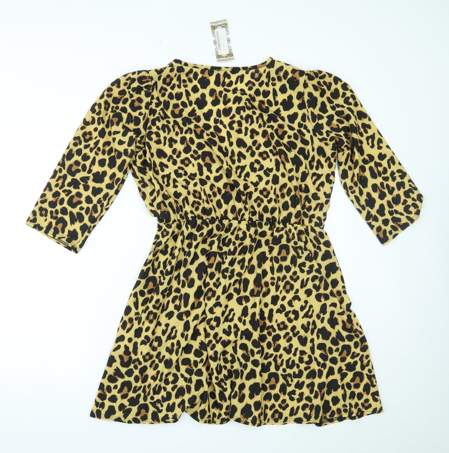 Boohoo Womens Brown Animal Print  Fit & Flare  Size 14