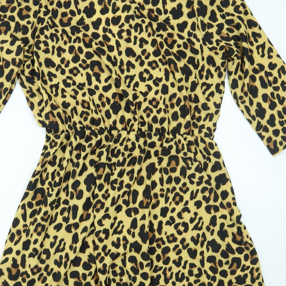 Boohoo Womens Brown Animal Print  Fit & Flare  Size 14