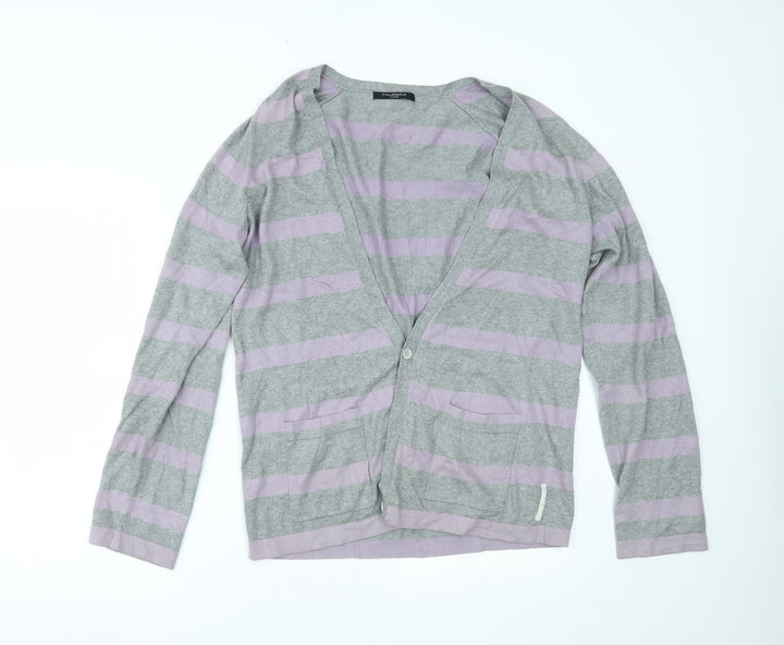 Full Circle Womens Grey Striped Cardigan Jumper Size XL