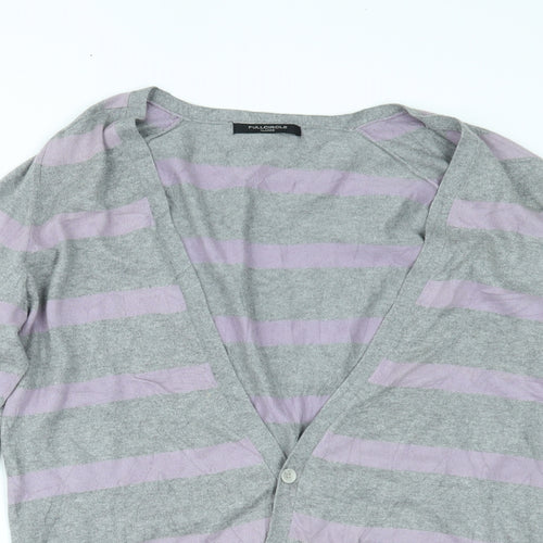 Full Circle Womens Grey Striped  Cardigan Jumper Size XL