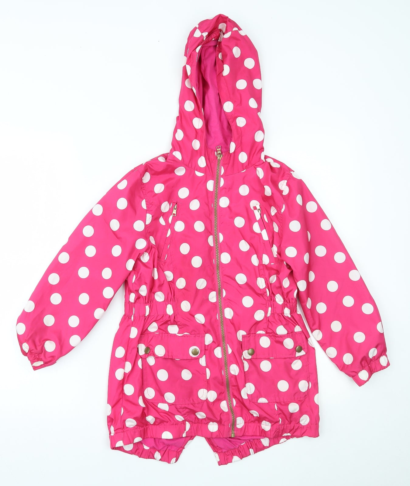Matalan Girls Pink Polka Dot  Rain Coat Coat Size 8-9 Years