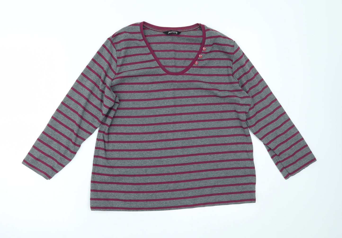 ALEXARA Womens Grey Striped  Basic Blouse Size 16
