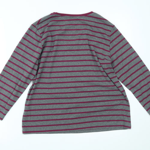 ALEXARA Womens Grey Striped  Basic Blouse Size 16