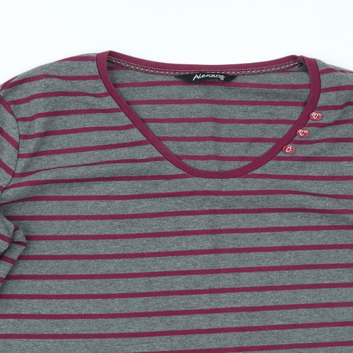 ALEXARA Womens Grey Striped  Basic Blouse Size 16