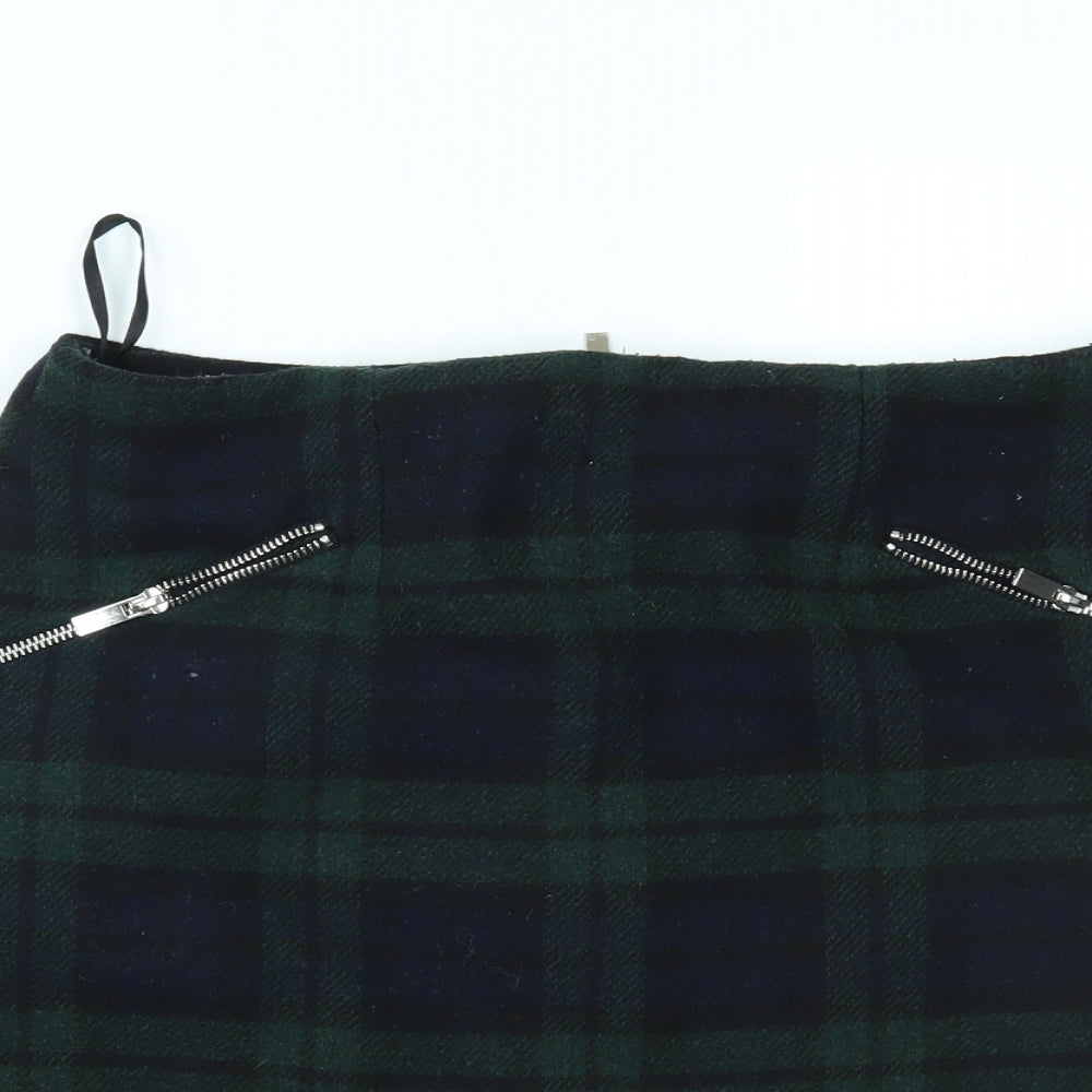 New Look Womens Green Plaid  Mini Skirt Size 12