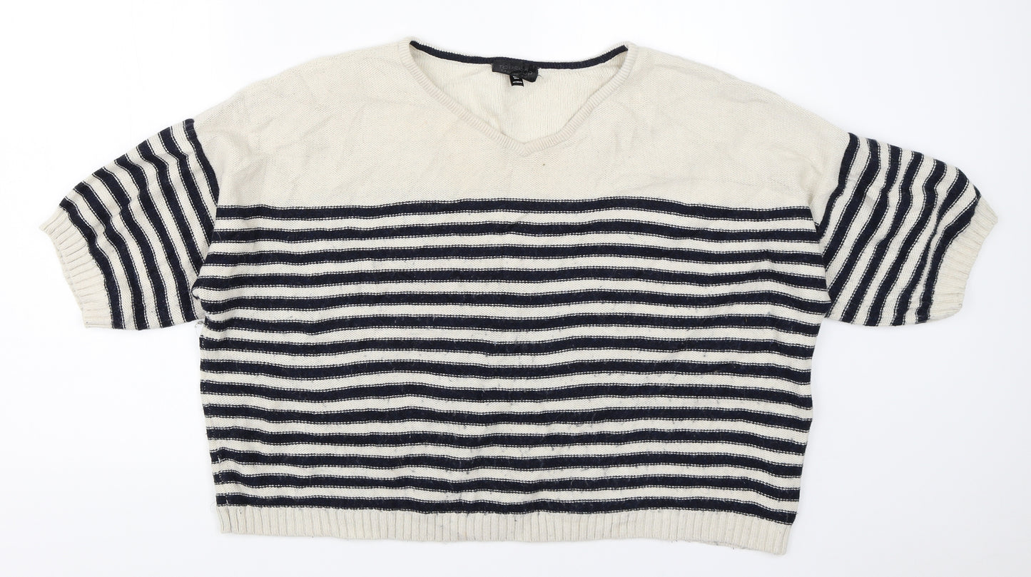 Topshop Womens Beige Striped  Pullover Jumper Size 12