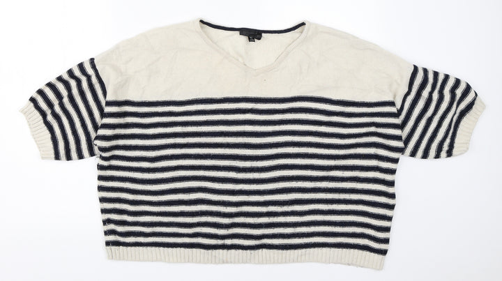 Topshop Womens Beige Striped  Pullover Jumper Size 12