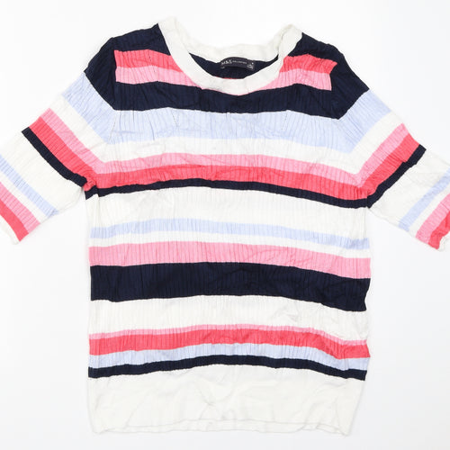 Marks and Spencer Womens Ivory Striped  Pullover Jumper Size 16