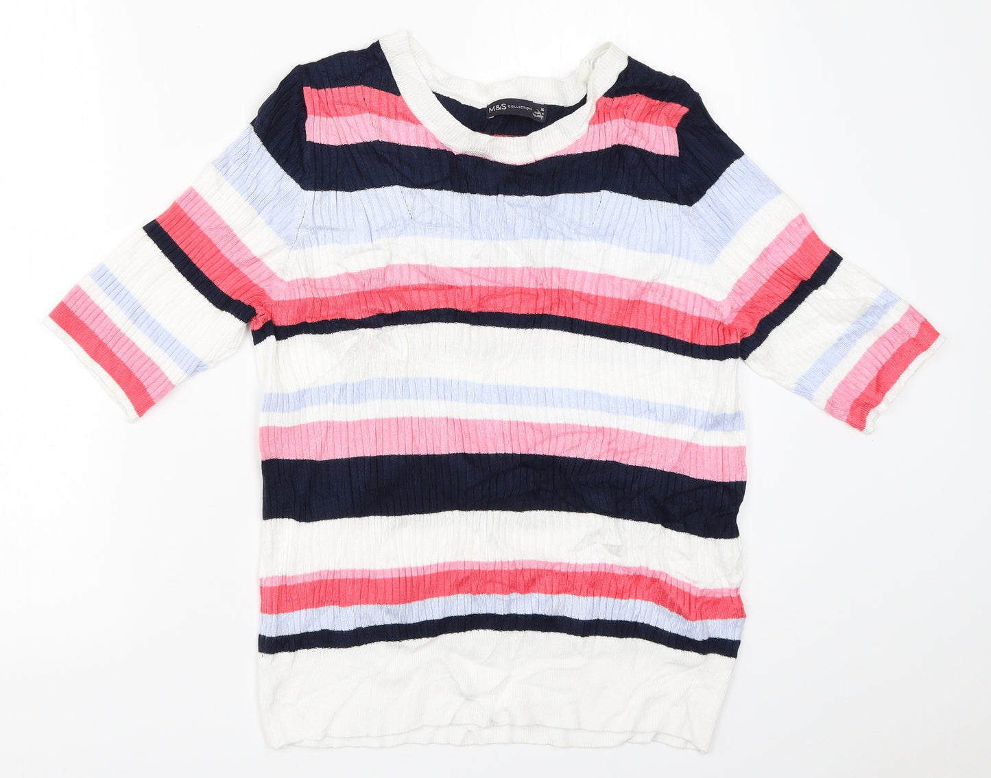 Marks and Spencer Womens Ivory Striped  Pullover Jumper Size 16