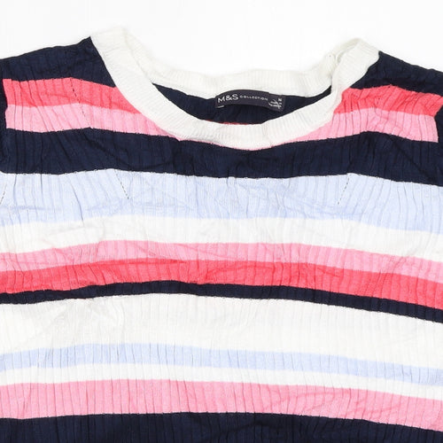 Marks and Spencer Womens Ivory Striped  Pullover Jumper Size 16