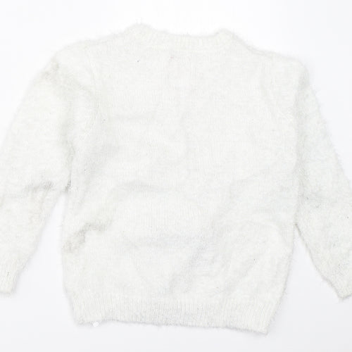 F&F Girls White   Pullover Jumper Size 5-6 Years  - christmas