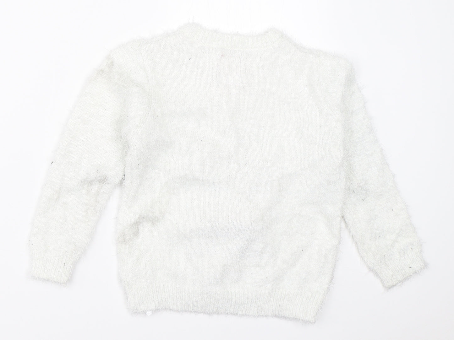 F&F Girls White   Pullover Jumper Size 5-6 Years  - christmas