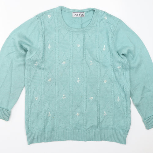 Jan Eva Womens Blue   Pullover Jumper Size M