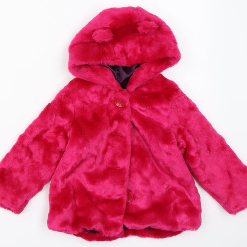 George Girls Pink   Overcoat Coat Size 12-18 Months  - faux fur
