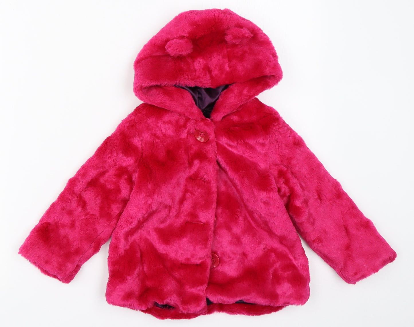 George Girls Pink   Overcoat Coat Size 12-18 Months  - faux fur