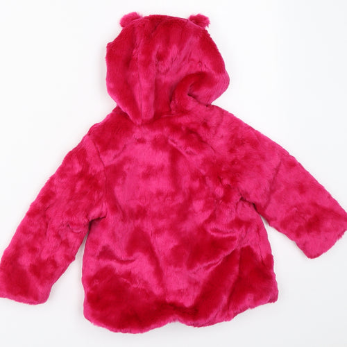 George Girls Pink   Overcoat Coat Size 12-18 Months  - faux fur