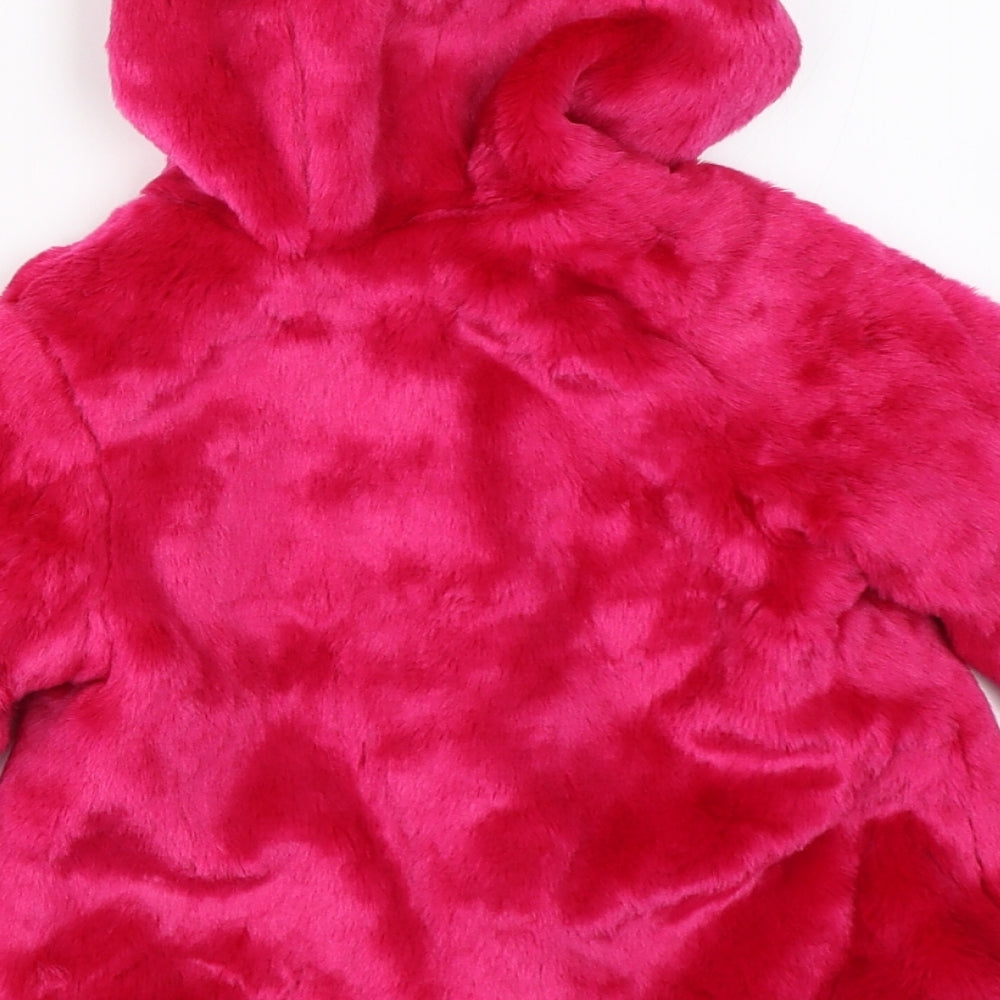 George Girls Pink   Overcoat Coat Size 12-18 Months  - faux fur