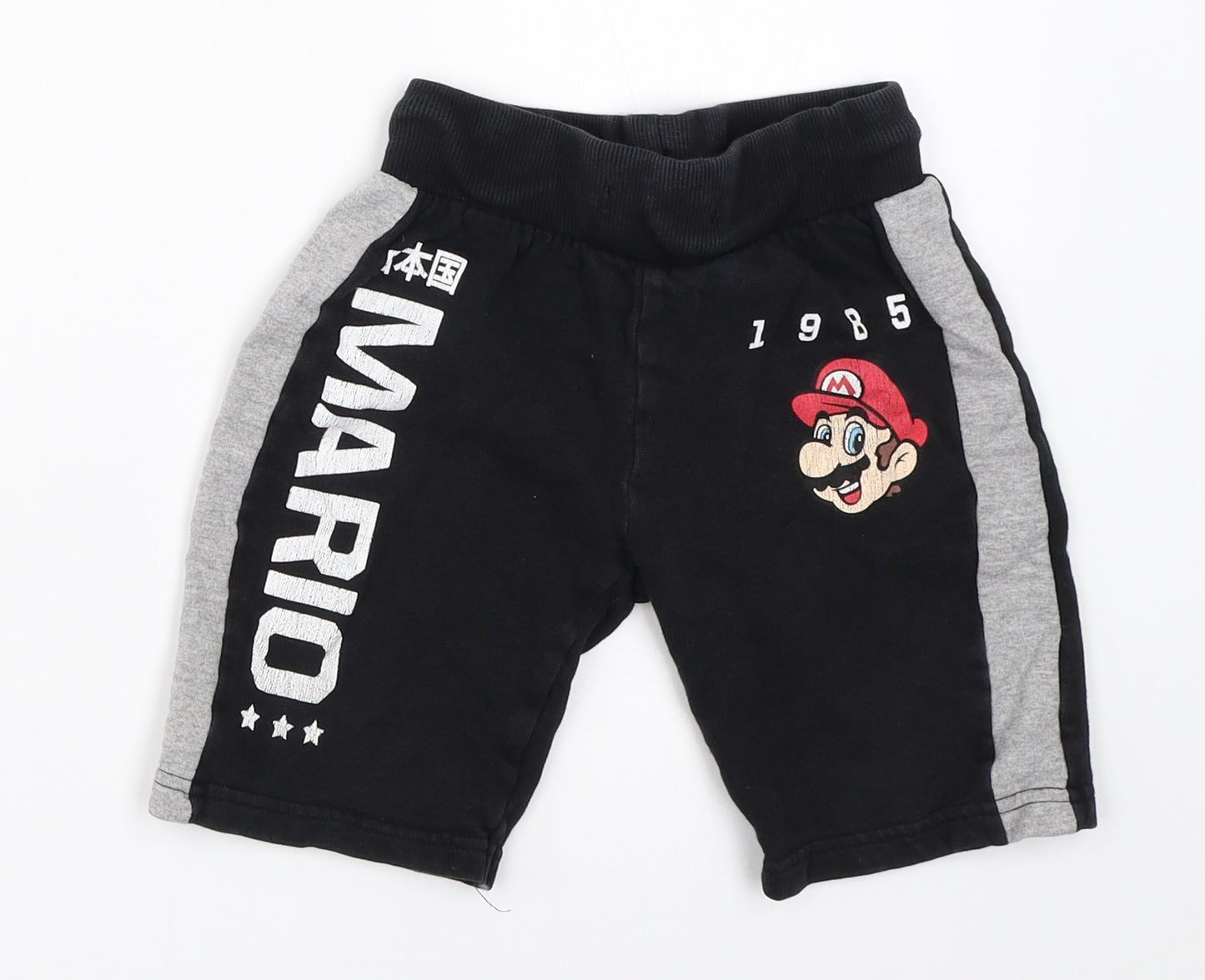 Primark Boys Black   Sweat Shorts Size 4-5 Years - mario
