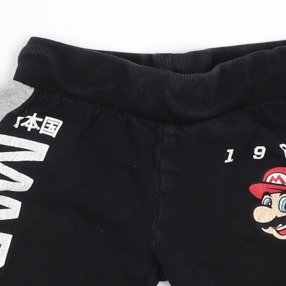 Primark Boys Black   Sweat Shorts Size 4-5 Years - mario