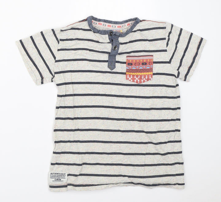 TU Boys Beige Striped  Basic T-Shirt Size 10 Years
