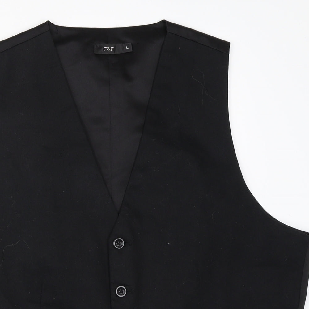 F&F Mens Black   Jacket Suit Waistcoat Size L