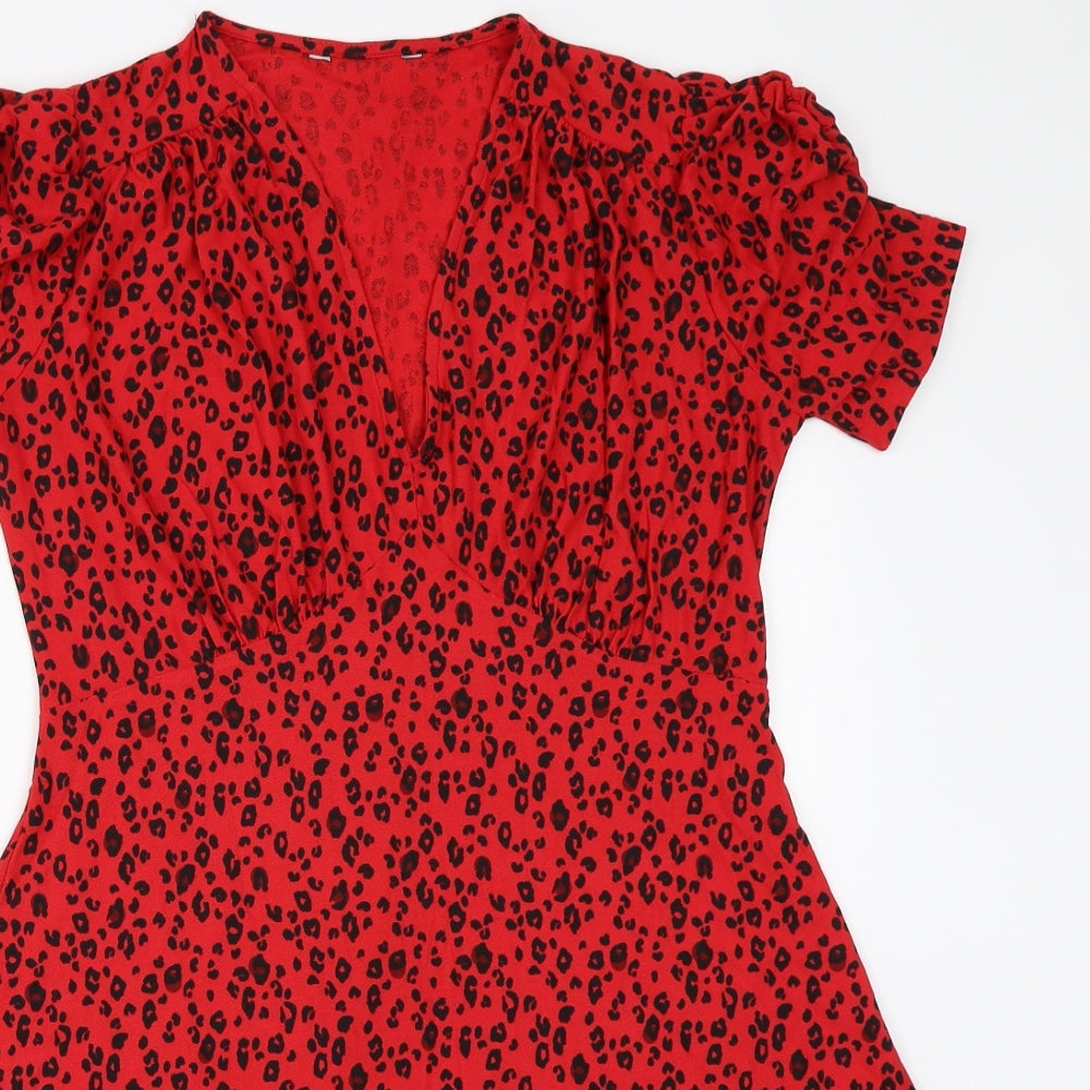 NEXT Womens Red Animal Print  Fit & Flare  Size 12