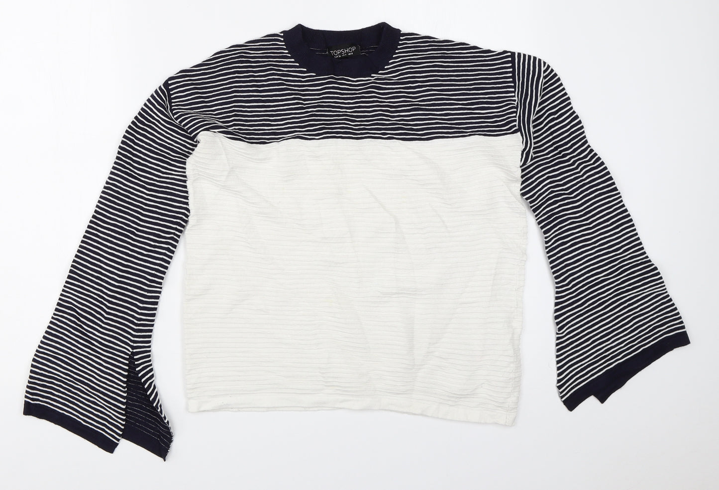Topshop Womens Blue Striped  Pullover Jumper Size 8