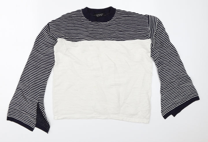 Topshop Womens Blue Striped  Pullover Jumper Size 8