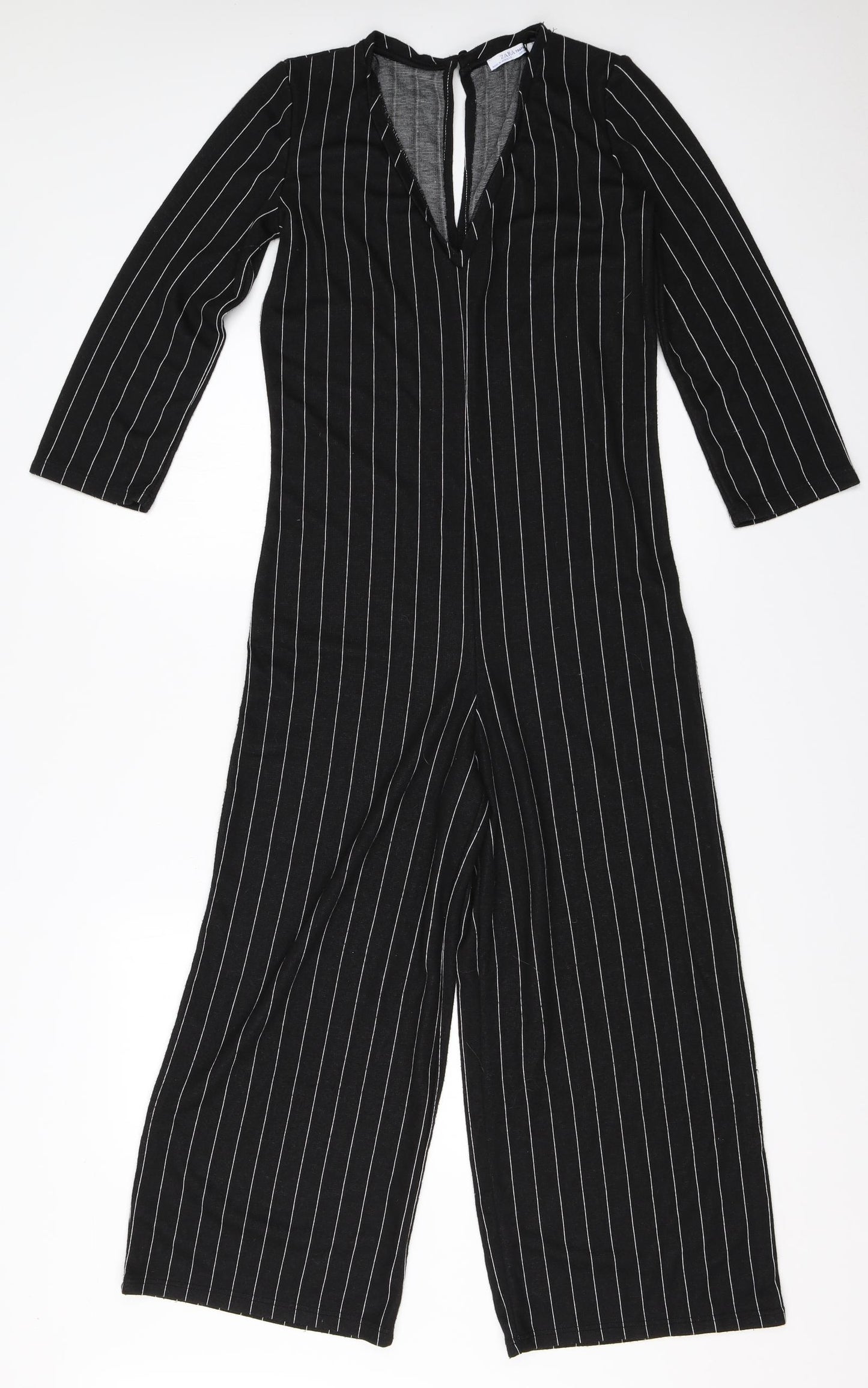 Zara Womens Black Striped  Jumpsuit One-Piece Size S