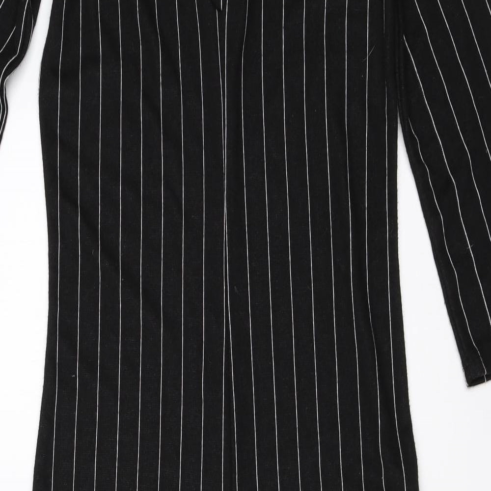 Zara Womens Black Striped  Jumpsuit One-Piece Size S
