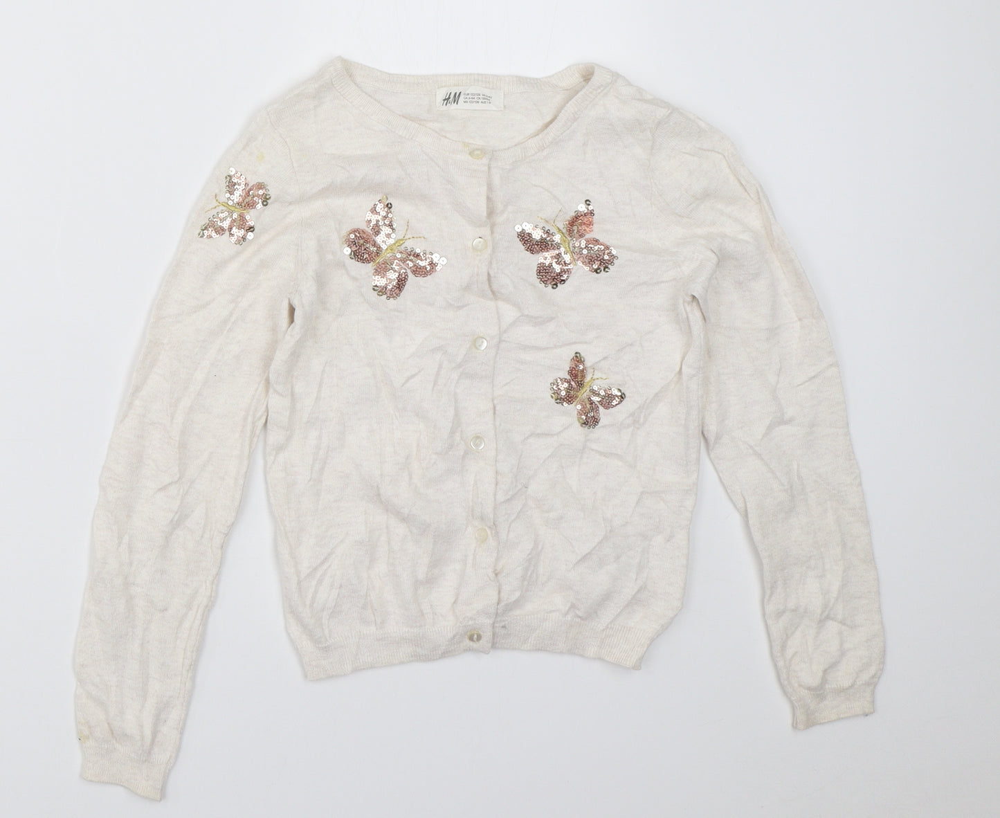 H&M Girls Ivory   Cardigan Jumper Size 7-8 Years