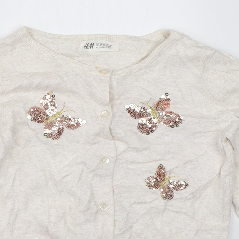 H&M Girls Ivory   Cardigan Jumper Size 7-8 Years