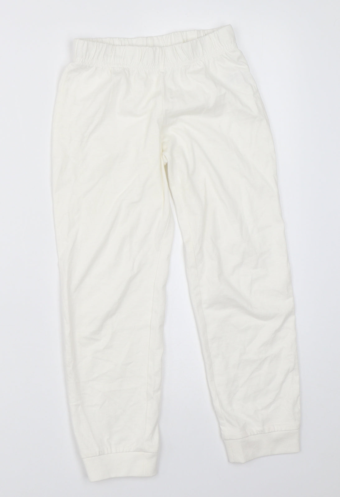 Preworn Girls White Solid  Top Pyjama Pants Size 5-6 Years