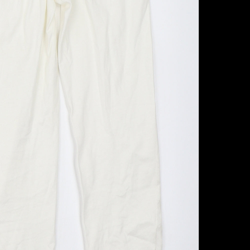 Preworn Girls White Solid  Top Pyjama Pants Size 5-6 Years