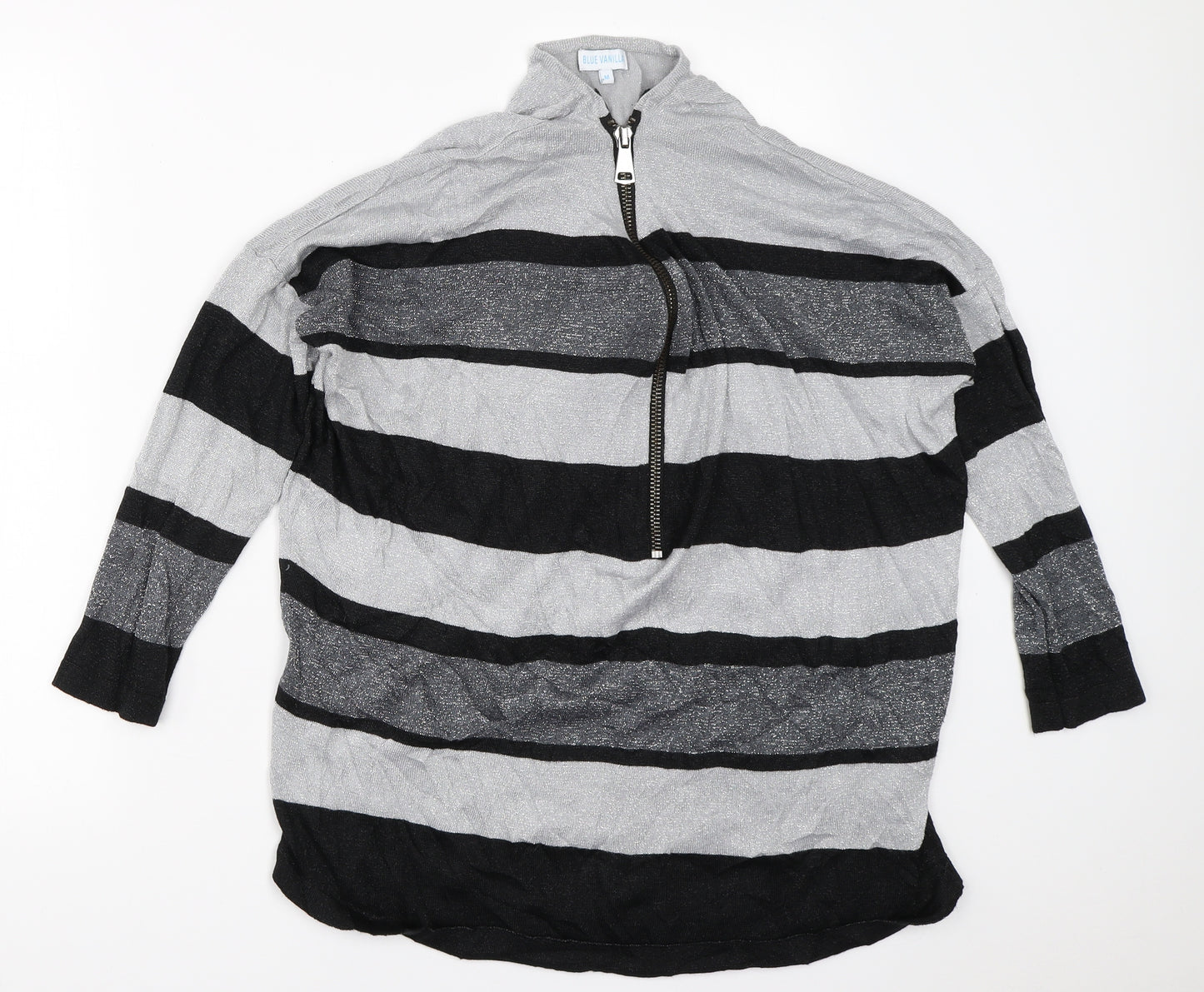 Blue Vanilla Womens Silver Striped  Pullover Jumper Size M