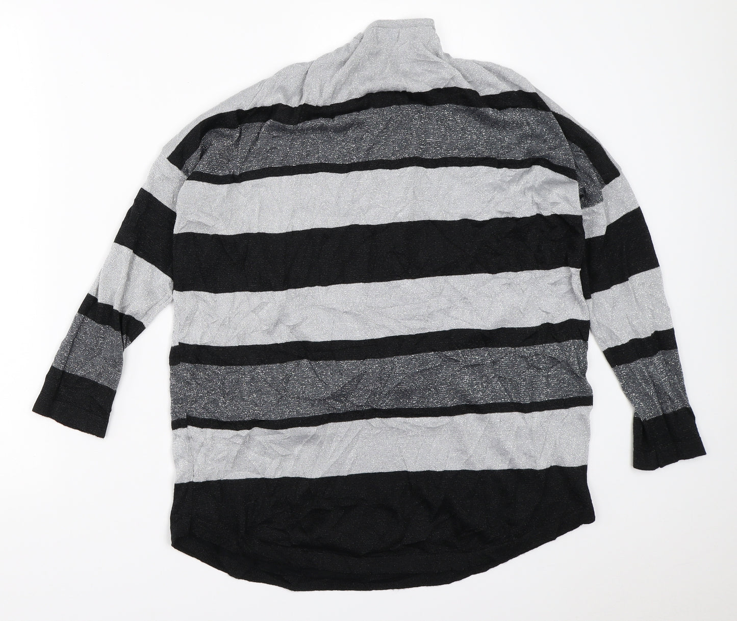 Blue Vanilla Womens Silver Striped  Pullover Jumper Size M