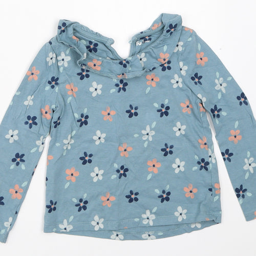 TU Girls Blue Floral  Basic T-Shirt Size 3-4 Years