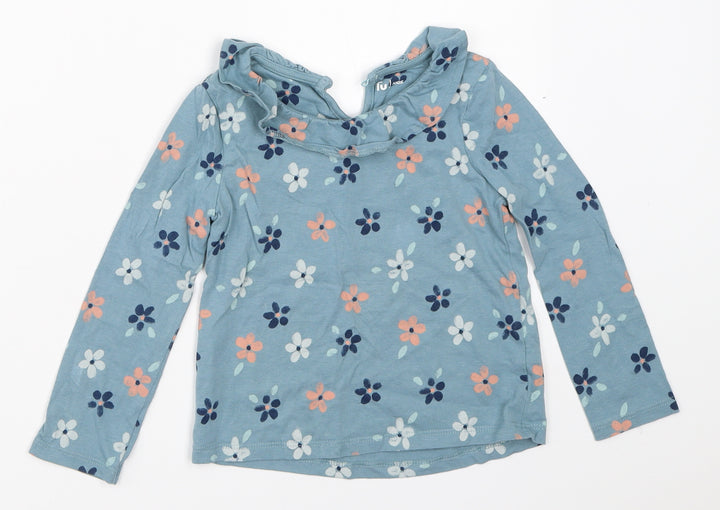 TU Girls Blue Floral  Basic T-Shirt Size 3-4 Years