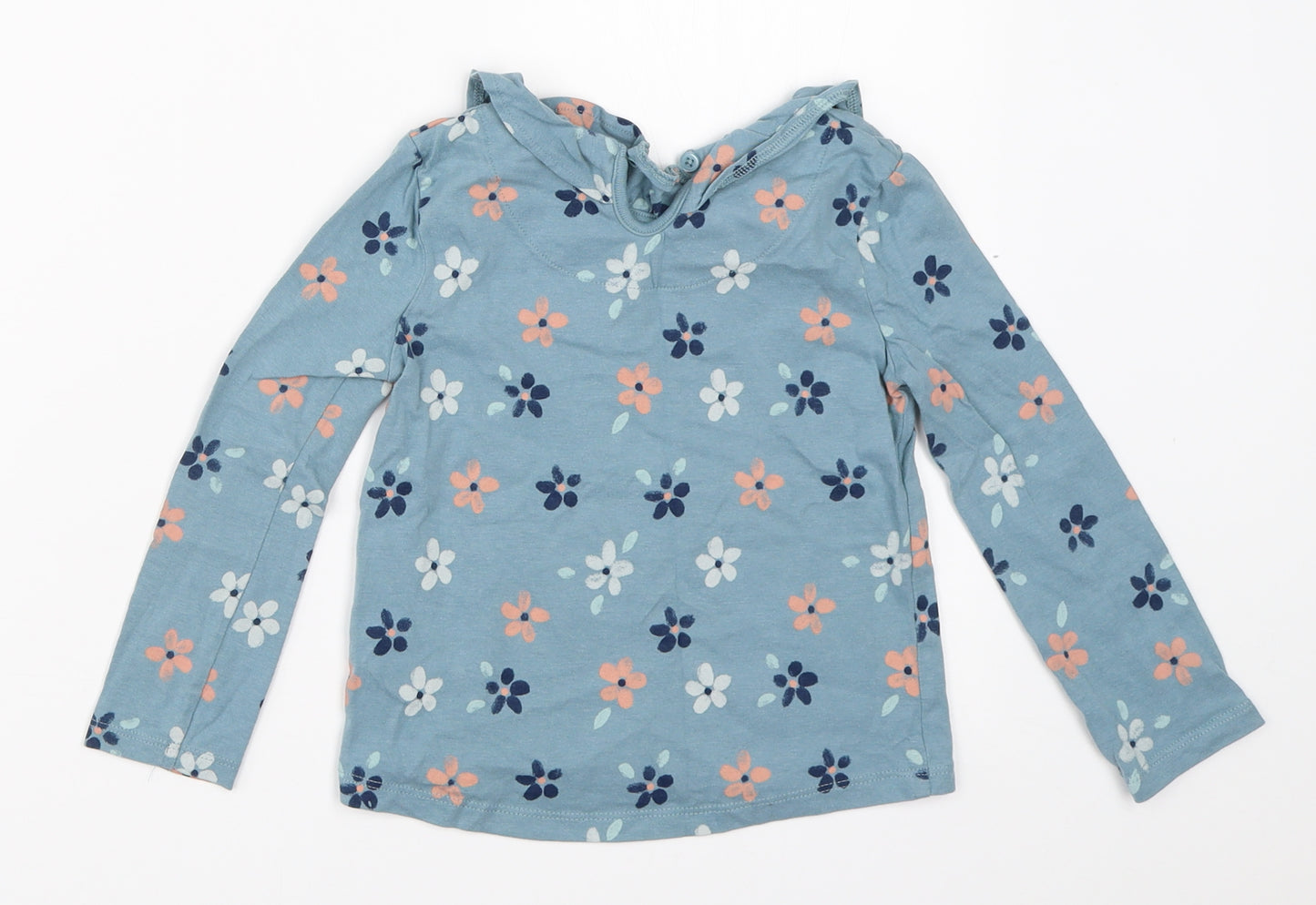 TU Girls Blue Floral  Basic T-Shirt Size 3-4 Years