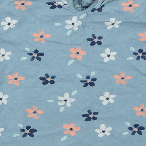 TU Girls Blue Floral  Basic T-Shirt Size 3-4 Years