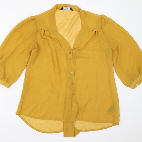 F&F Womens Yellow   Basic Button-Up Size 8